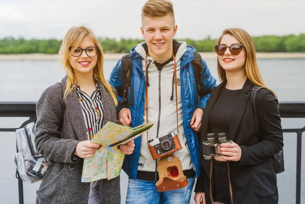 tourists exploring a sightseeing with tour guide