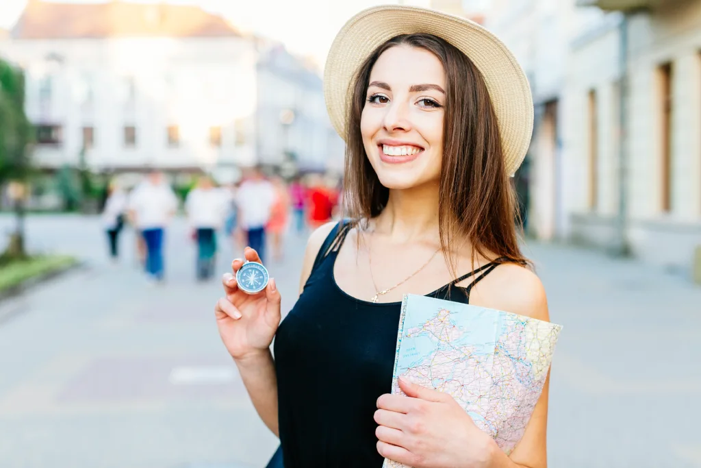 Tour guide with a map